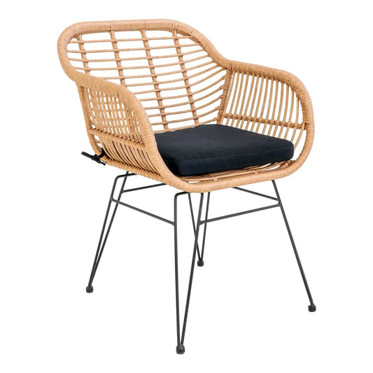 2er Set - Gartenstuhl Firenze Natur aus Stahl/Polyrattan
