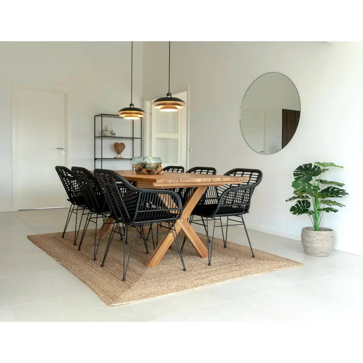 2er Set - Gartenstuhl Firenze Schwarz aus Stahl/Polyrattan
