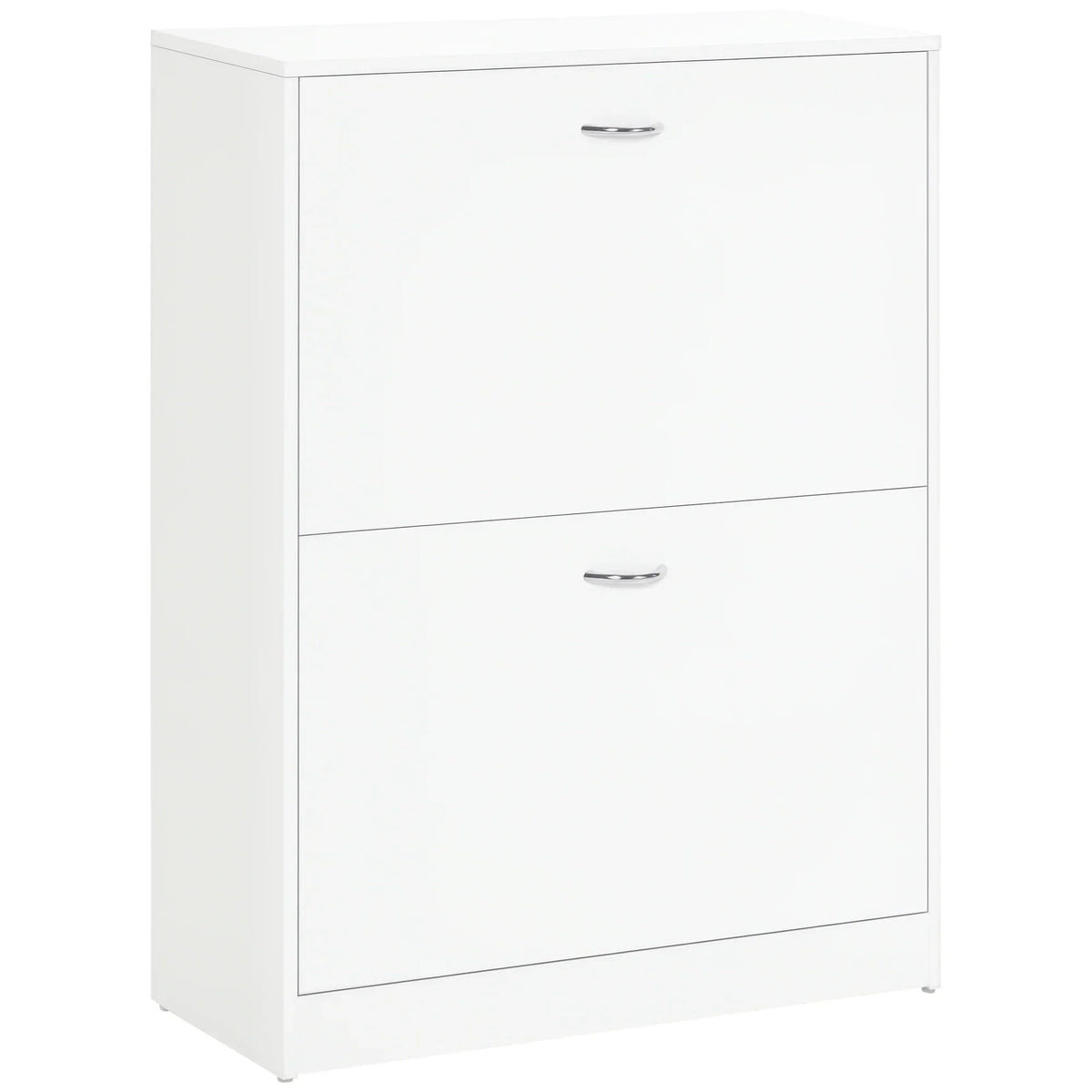 HOMCOM Moderner Schuhschrank für den Eingangsbereich - Schuhregal schmal mit 2 Schubladen und verstellbaren Regalen für Flur 60x24x80 cm Weiß