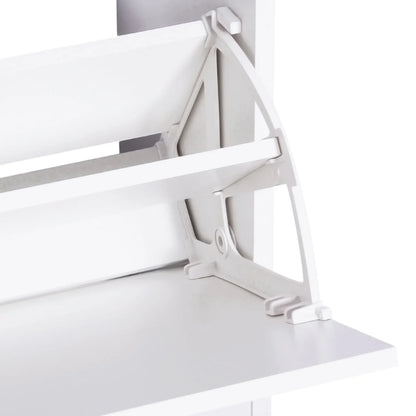 HOMCOM Möbelset für den Eingangsbereich 3-teiliges Schuhschrank-Spiegel-Garderobe mit 4 Haken zum Aufhängen von Kleidung 80x27x46,5 cm Weiß